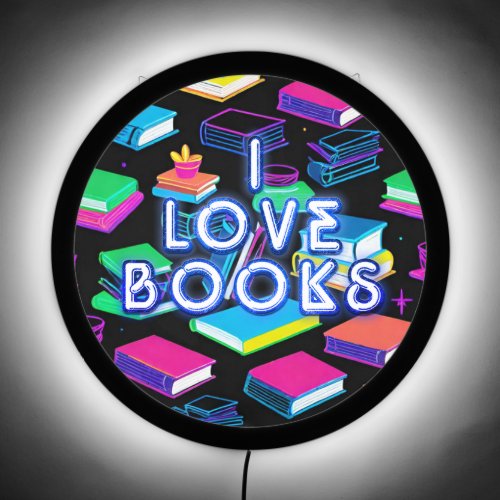 I Love Books Colorful LED Sign