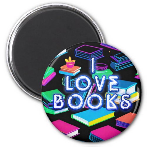 I Love Books Colorful Magnet