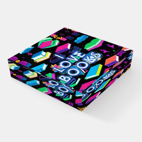 I Love Books Colorful Square Paperweight
