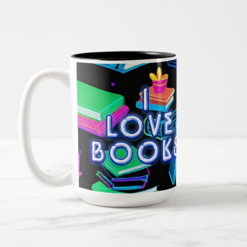 I Love Books Colorful Two_Tone Coffee Mug