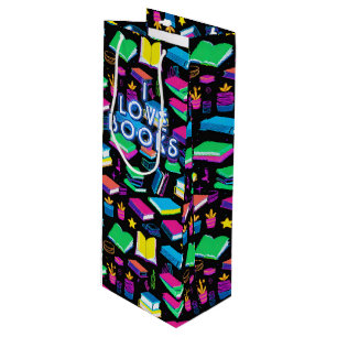 I Love Books Colorful Wine Gift Bag