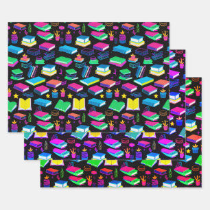 I Love Books Colorful Wrapping Paper Sheets