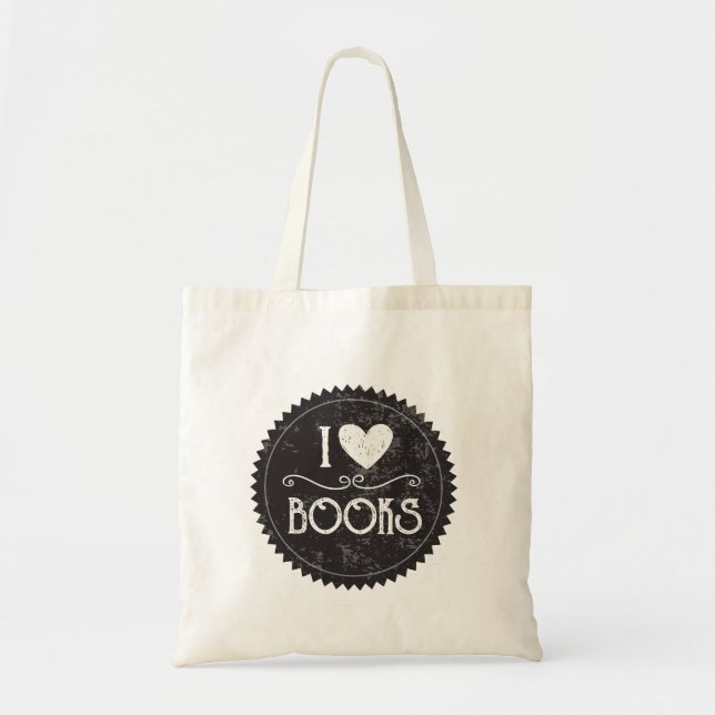 "I Love Books" Crest Book Tote (Front)