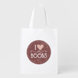 "I Love Books" Crest Grocery Bag