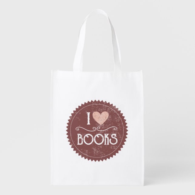 "I Love Books" Crest Grocery Bag (Front)