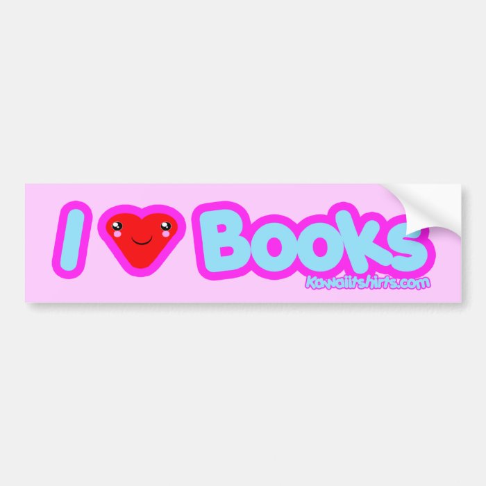 I love Books cute Kawaii t shirts & more Bumper Stickers