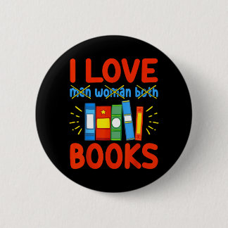I Love Books Funny Aroace Reader Book Lover Gift Button