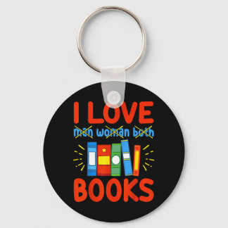 I Love Books Funny Aroace Reader Book Lover Gift Keychain
