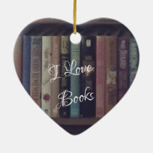 I LOVE BOOKS HEART ORNAMENT