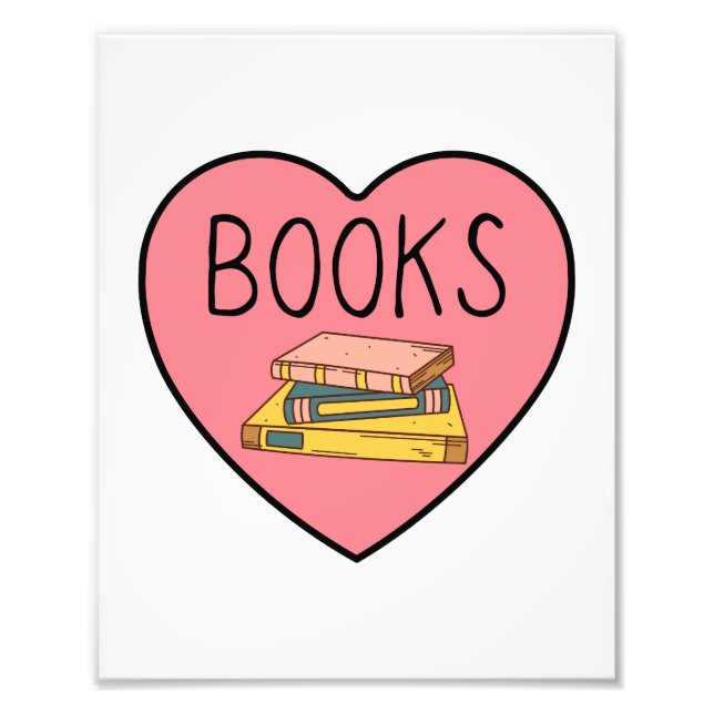 I Love Books Heart Photo Print (Front)