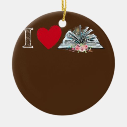 I Love Books Love Read Books Book Lover  Ceramic Ornament