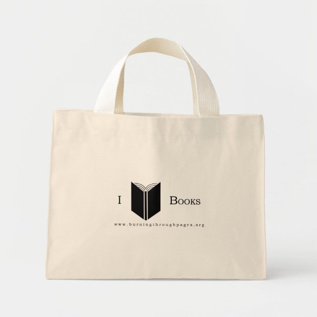 I Love Books Mini Tote Bag (Front)