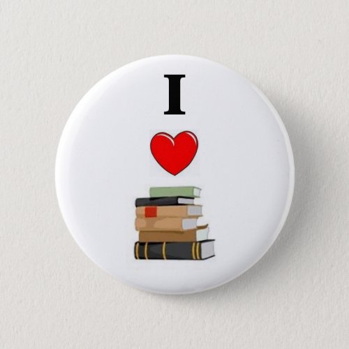 I LOVE Books Pinback Button