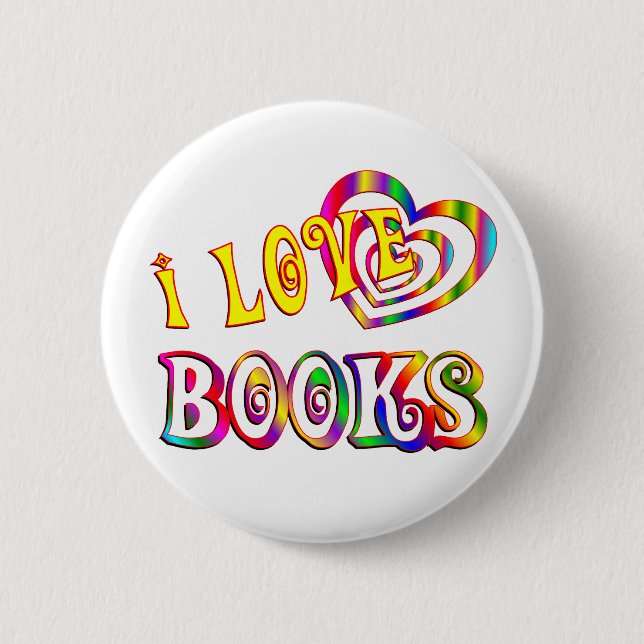 I Love Books Pinback Button (Front)