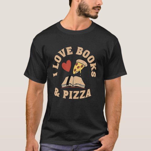 I love Books  Pizza Reading  Food Cool Retro T_Shirt