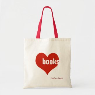 i love books / red heart tote bag