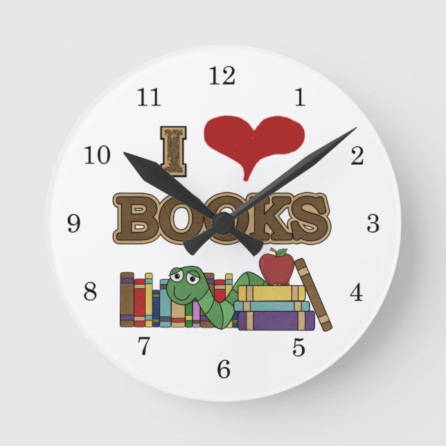 I Love Books Round Clock (Front)