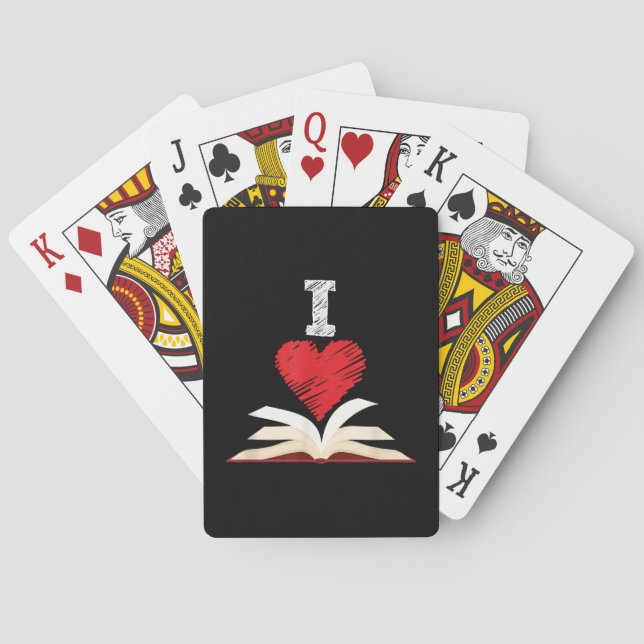 I Love Books Shirt, Book Lover Gift Poker Cards (Back)