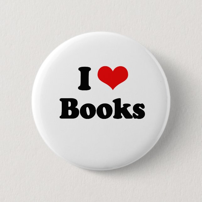 I Love Books Tshirt Pinback Button (Front)