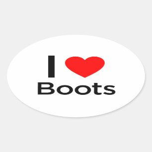 I Love Boots Oval Sticker