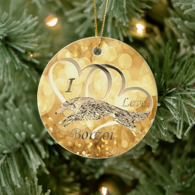 I Love Borzoi Christmas Ornament (Tree)