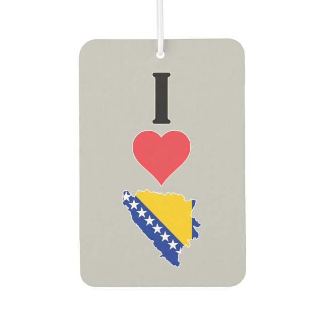 I Love Bosnia and Herzegovina Country Flag Map Air Freshener (Front)
