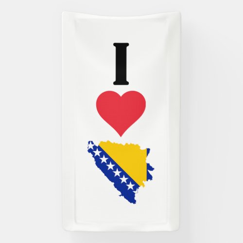 I Love Bosnia and Herzegovina Country Flag Map Banner