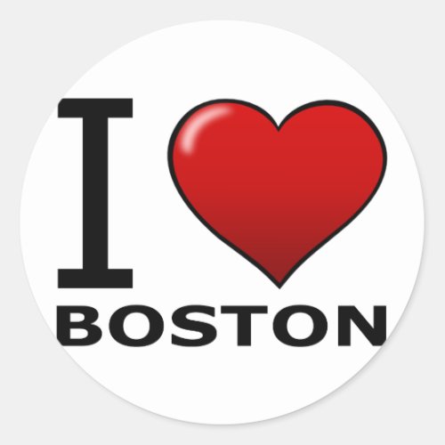 I LOVE BOSTONMA _ MASSACHUSETTS CLASSIC ROUND STICKER