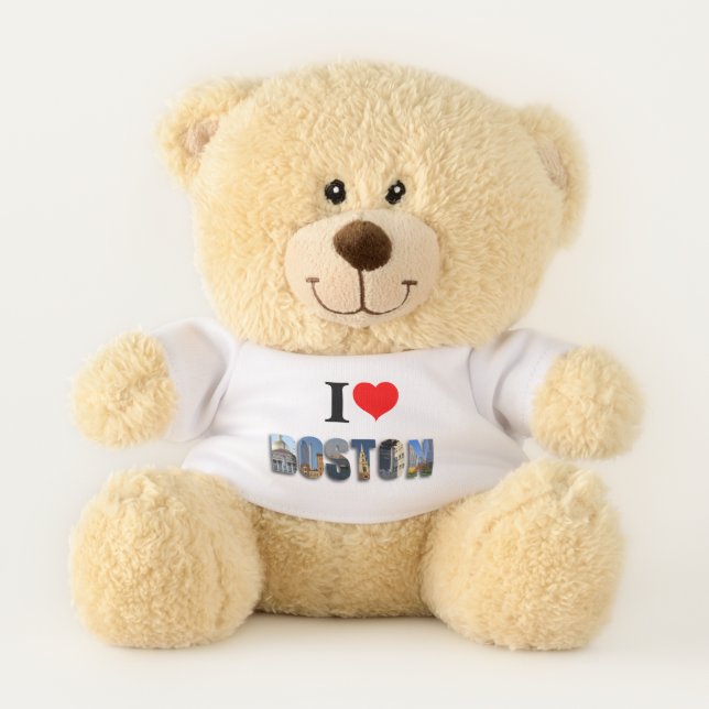 I Love Boston Massachusetts City Photos Teddy Bear (Front)