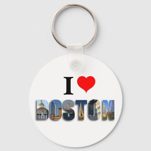 I Love Boston Massachusetts Travel City Photos Keychain