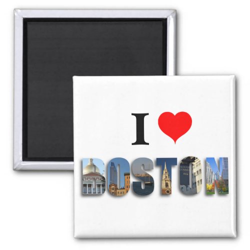 I Love Boston Massachusetts Travel City Photos Magnet