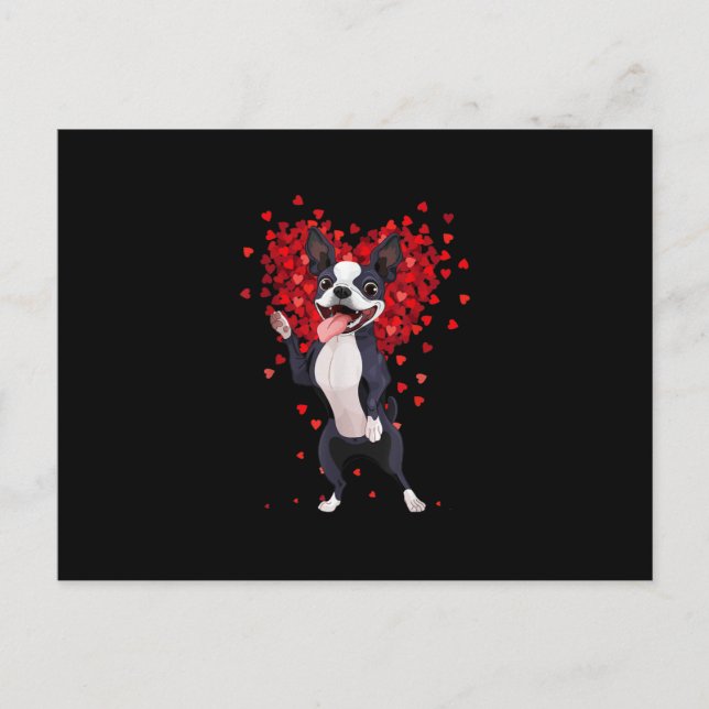 I Love Boston Terrier Funny Heart Valentine Gift Postcard (Front)