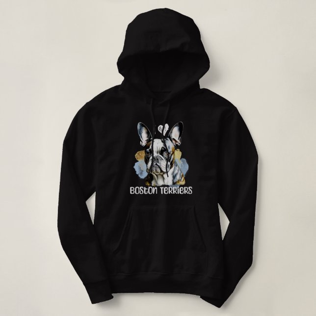 I Love Boston Terriers Hoodie (Design Front)