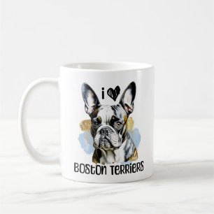 I Love Boston Terriers Personalized Coffee Mug