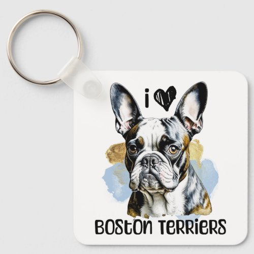 I Love Boston Terriers Personalized Keychain