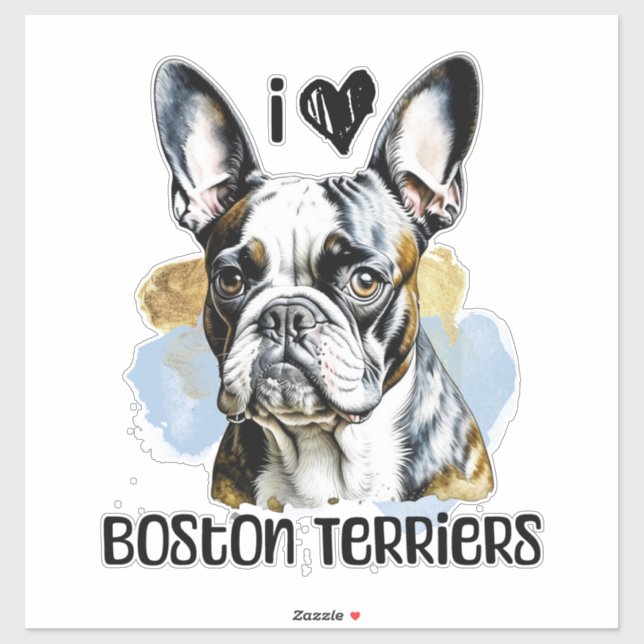 I Love Boston Terriers  Sticker (Sheet)