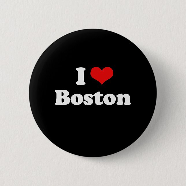 I Love Boston Tshirt White Tshirt Pinback Button (Front)