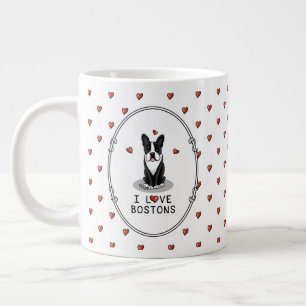 I Love Bostons Boston Terriers (black & white) Giant Coffee Mug