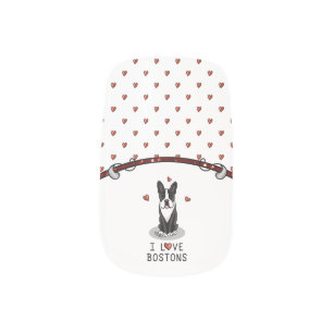I Love Bostons - Boston Terriers (black & white) Minx Nail Art