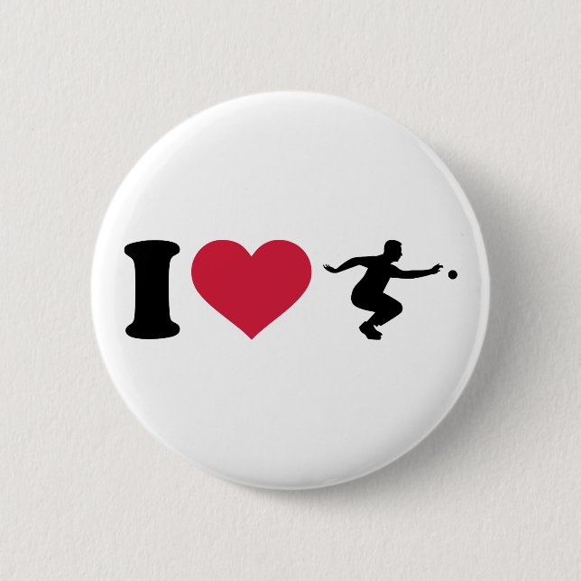 I love Boule Boccia Player Pinback Button (Front)