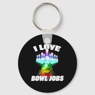 I Love Bowl Jobs Gay Rainbow Matching Team Bowling Keychain
