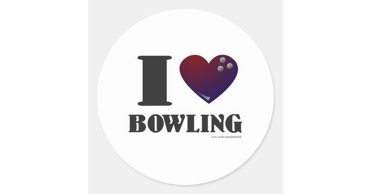 I Love Bowling Classic Round Sticker Zazzle