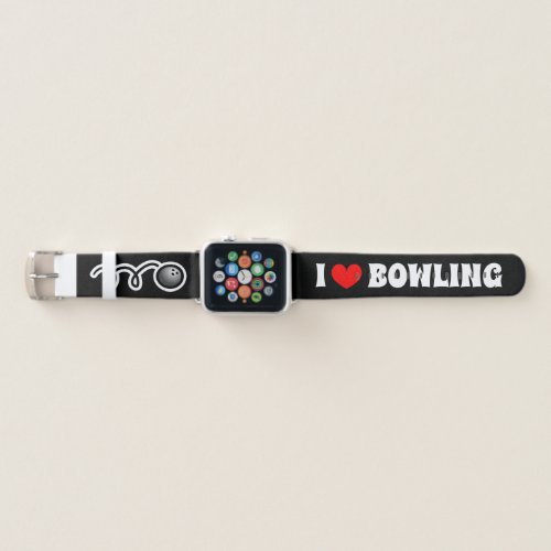 I love bowling _ Funny black bowler Apple Watch Band