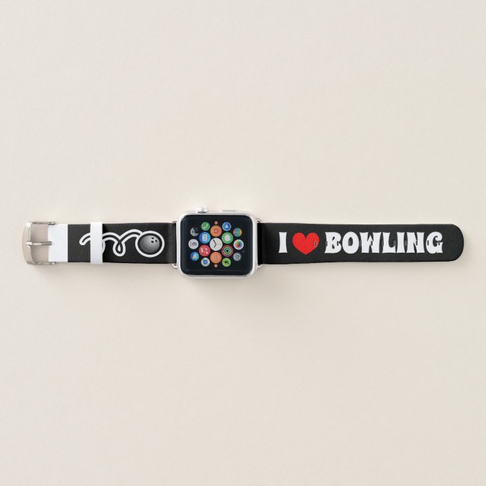 I Love Bowling Funny Black Bowler Apple Watch Band Zazzle Com