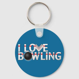 I Love Bowling Keychain