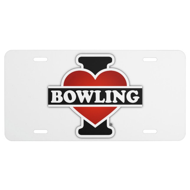 I Love Bowling License Plate (Front)
