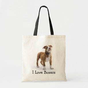 I Love Boxers Puppy Budget Canvas Tote Bag