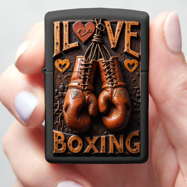 I Love Boxing Art Zippo Lighter (In Hand)