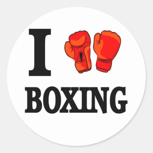 I Love Boxing Classic Round Sticker