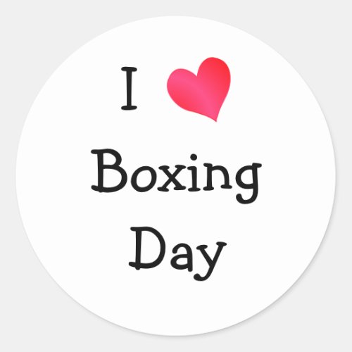 I Love Boxing Day Classic Round Sticker